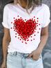Heart Print T-Shirt For Valentine's Day Gifts, Crew Neck Short Sleeve T-Shirt, Casual Every Day Tops, WoUnisex Clothing