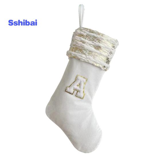 Рождественский чулок с вышивкой и ремешком, износостойкие носочки большой емкости с рождественскими буквами, подвесное украшение