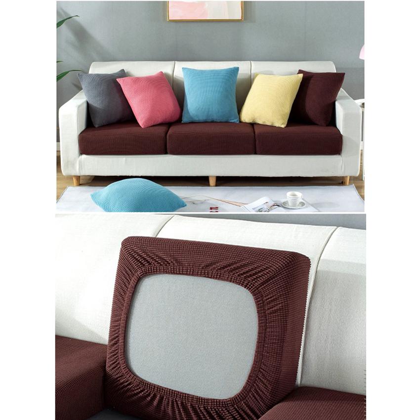 Sofa Seat Cushion Cover Elastic Furniture Sofa Protector Polar Fleece Plush Case for Sofa 1/2/3 Seater Chair Sofas Cover Stretch
