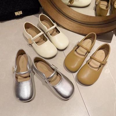 Французские туфли в стиле ретро с юбкой на плоской подошве Mary Jane, женские туфли на лето 2024 года с круглым носком и легким ртом, универсальные маленькие кожаные туфли