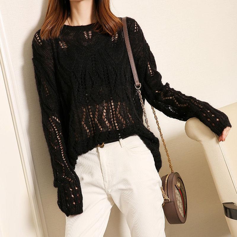 Весенне-осенняя мохеровая толстовка с капюшоном, ленивый стиль, тонкая трикотажная рубашка с мягкой головой, пуловер