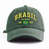 1 шт. Стильная washed бейсболка BRASIL для взрослых, минималистичный ретро-стиль, повседневная, мягкая, регулируемая, кепка для папы, идеальна в качестве подарка