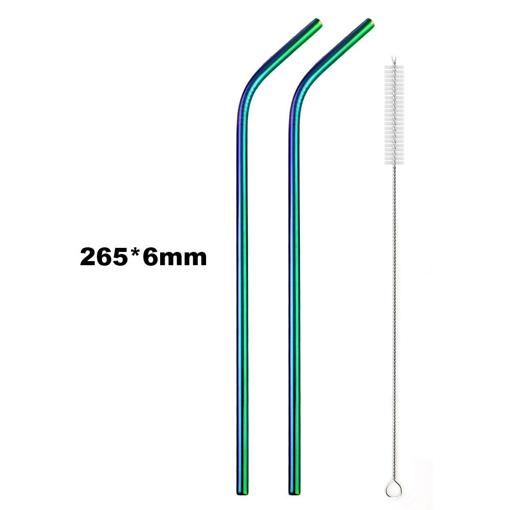 Reusable Drinking Metal Straw Stainless Steel Colorful Rainbow Straw 16/19/21/23/26cm Straws Diameter 6/8/12mm With 1 Brush