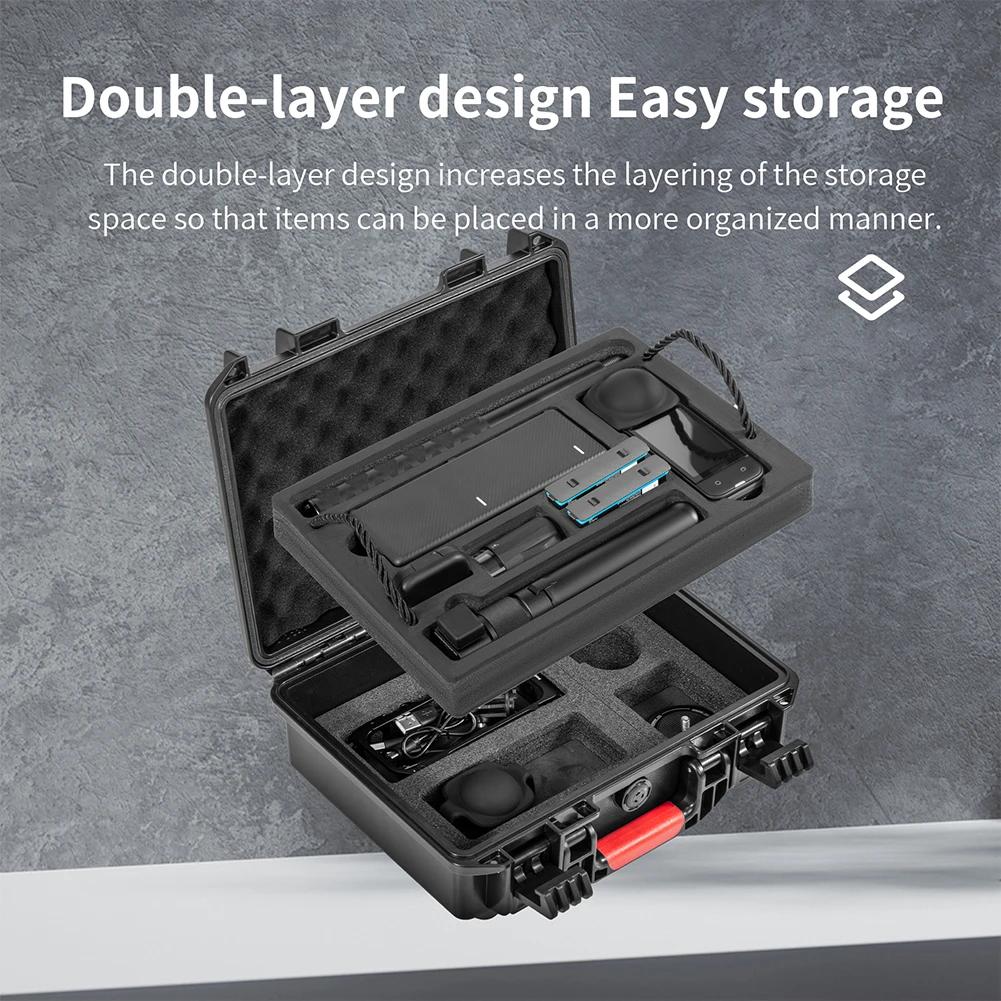 Carrying Case Explosion-proof Storage Box 2 Layer Hard Storage Bag IP67 Waterproof for Insta360 X5 Camera Essentials