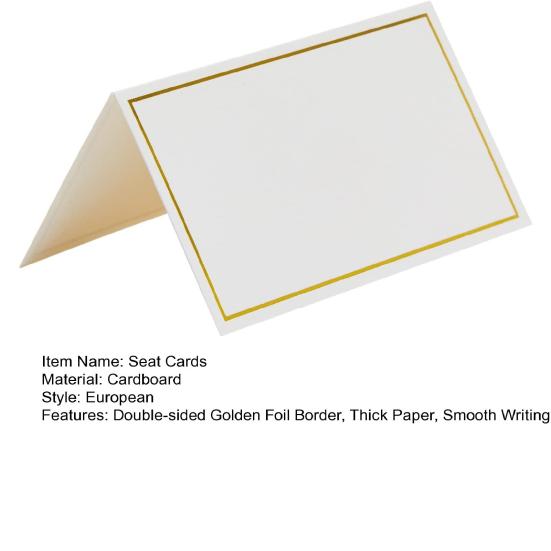 50/100 Sheets Ceat Cards Double-sided Golden Foil Border Thick Paper Smooth Writing Weddings Banquets Events Table Cards Name Cards Tent Cards