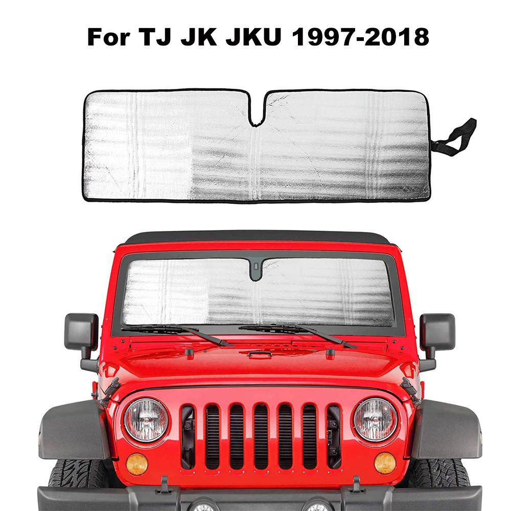 Солнцезащитный козырек на лобовое стекло для Jeep Wrangler TJ JK JKU 1997-2018 JL JLU 2018-2024+ Gladiator JT 2020-2024+ Солнцезащитные козырьки Теплозащитный экран