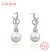 Линдон стерлингового серебра 925 пробы синтетический жемчуг серьги серьги-капли для женщин подарки на свадьбу