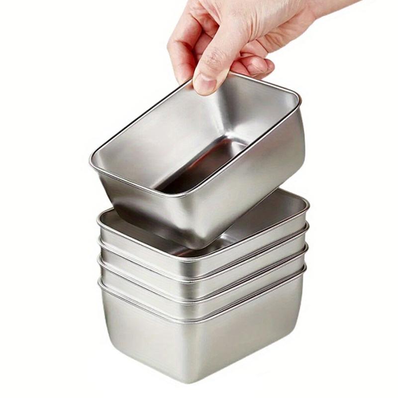 5 шт. Контейнер для хранения продуктов из нержавеющей стали, Контейнер для сохранения свежести с крышкой, Прямоугольный, для колбасы, лапши, фруктов