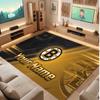 Boston Bruins Personalized Crystal Velvet Carpet, Customized Name Text Soft Anti‑Slip Rug for Living Room Bedroom