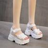Fashion Summer Heightened Platform Sandals Women's Leak Toe Wedge Shoes 11CM Thick Sole Heightening Sandals Comfortable Leisure Shoes