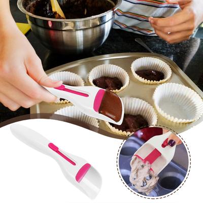 Силиконовый поршень, ложка для кексов для кексов (Фуксия) -Диспенсер для измерения количества теста/Можно мыть в посудомоечной машине и не содержит бисфенола А. Кухонный гаджет для выпечки.