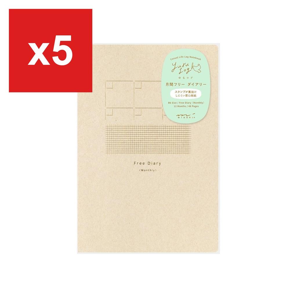 MIDORI Yuru-Log Casual Notebook, B6 - Pattern