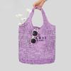 Skeleton Straw Bag Women's Mesh Pocket Handmade Woven Beach Tote Holiday Shoulder Bag