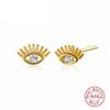 S925 Sterling Silver Diamond Eye Stud Earrings, Whole Body Sterling Silver Hollow Earrings Creative Fashion Elf