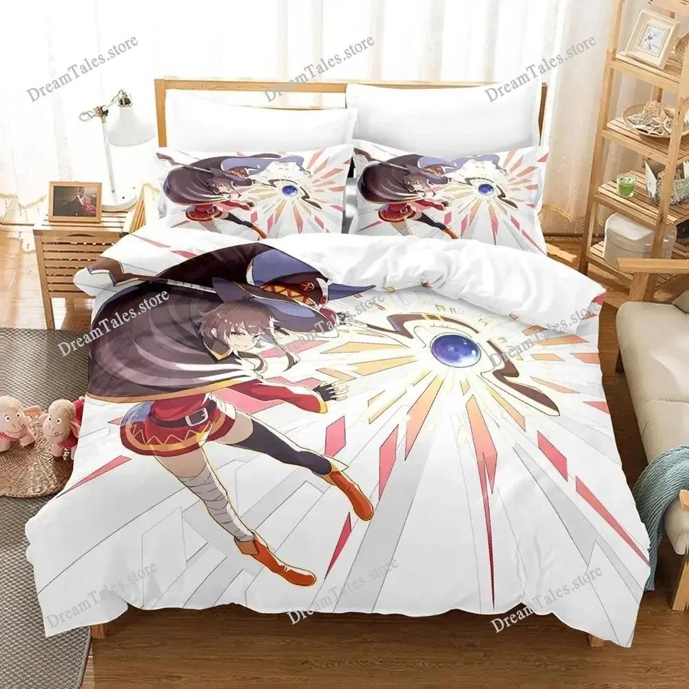 KonoSuba Роскошный Комплект Постельного Белья Японское Аниме Мультфильм Пододеяльник Комплект Покрывало Хлопок Размер Твин Односпальный Печатный Домашний Текстиль