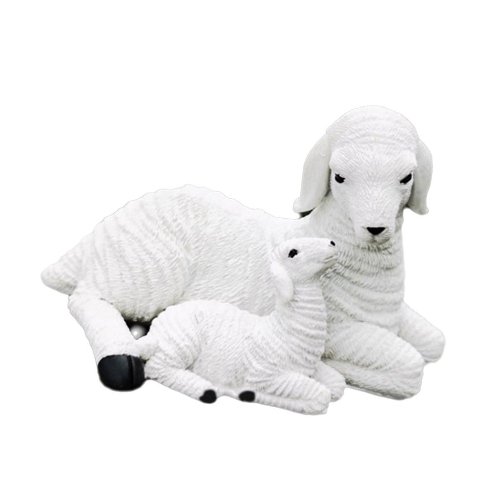 Decorative Resins Sheep Sculptures for Living Room Or Garden Ornamentation White Lambs Miniatures Figurines Ornaments