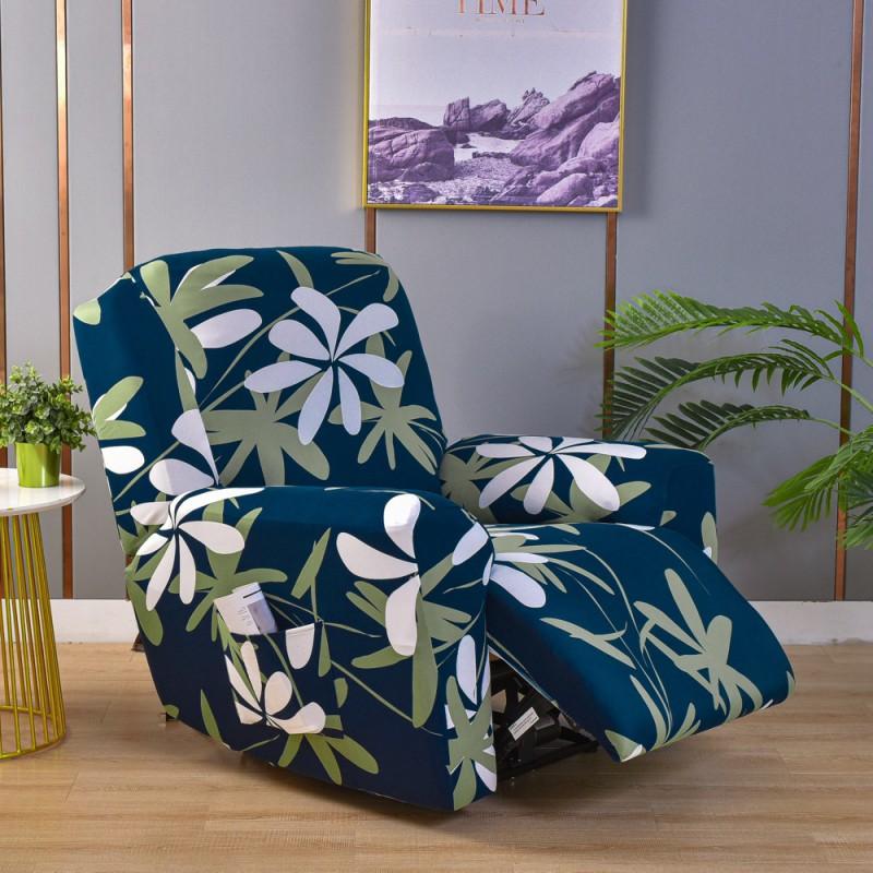 Elastic Full Cover Recliner Chair Slipcover Single Seater Sofa - Thick Fabric Dustproof Protector With Printed Patterns