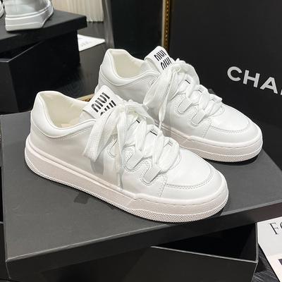 Версия из коровьей кожи~ Классические повседневные универсальные маленькие белые туфли на толстой подошве, увеличивающие рост, женские туфли-лодочки, кеды