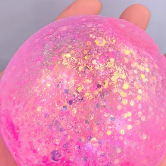 1/4Pcs Glitter Stress Relief Ball Toy Transparent Multicolor Squeeze Sugar Ball Portable Travel Home Office Anxiety Relieving Fidget Ball