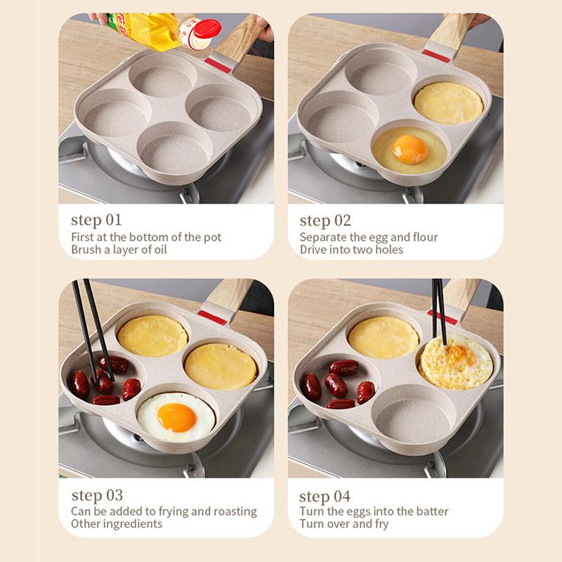 Сковорода с четырьмя отверстиями, утолщенная сковорода для омлета, антипригарная сковорода для яиц, блинов, стейка