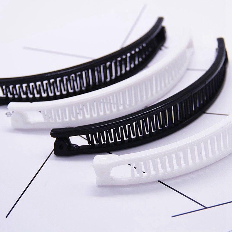Hair Wave Clip Hairpin Shape Plain Comb Clip Ponytail Holder Black/White Korea Bangs Comb Banana Unique
