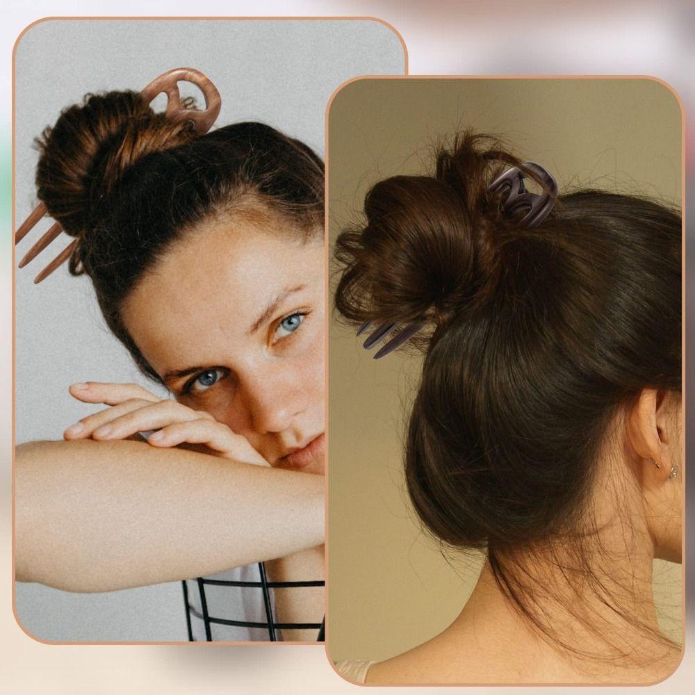 3 Prong Hair Forks Wooden French Hair Chopsticks Fashion Hair Pins Women