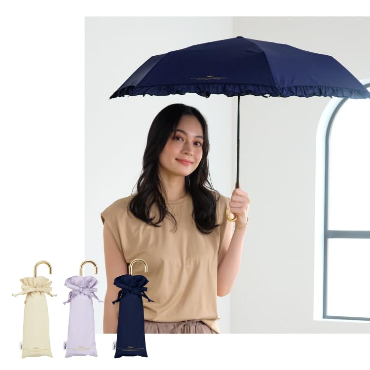 Складной Женственный И для Солнца, и Милый, и Золотой Wpc. Зонт, С оборками, Мини, Бежевый, 50 см, Женский, Дождевой, Как у взрослого, Классический, Ручка, Стильный, Симпатичный,