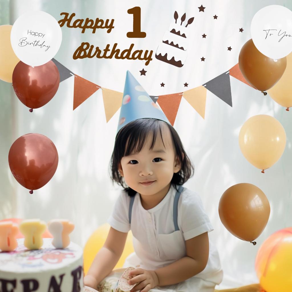 GRESATEK Украшение на день рождения Воздушный шар Воздушный шар с цифрой 1 1 год С днем рождения С днем рождения Украшение на стену из фетра Ткань Флаг Гирлянда Украшение