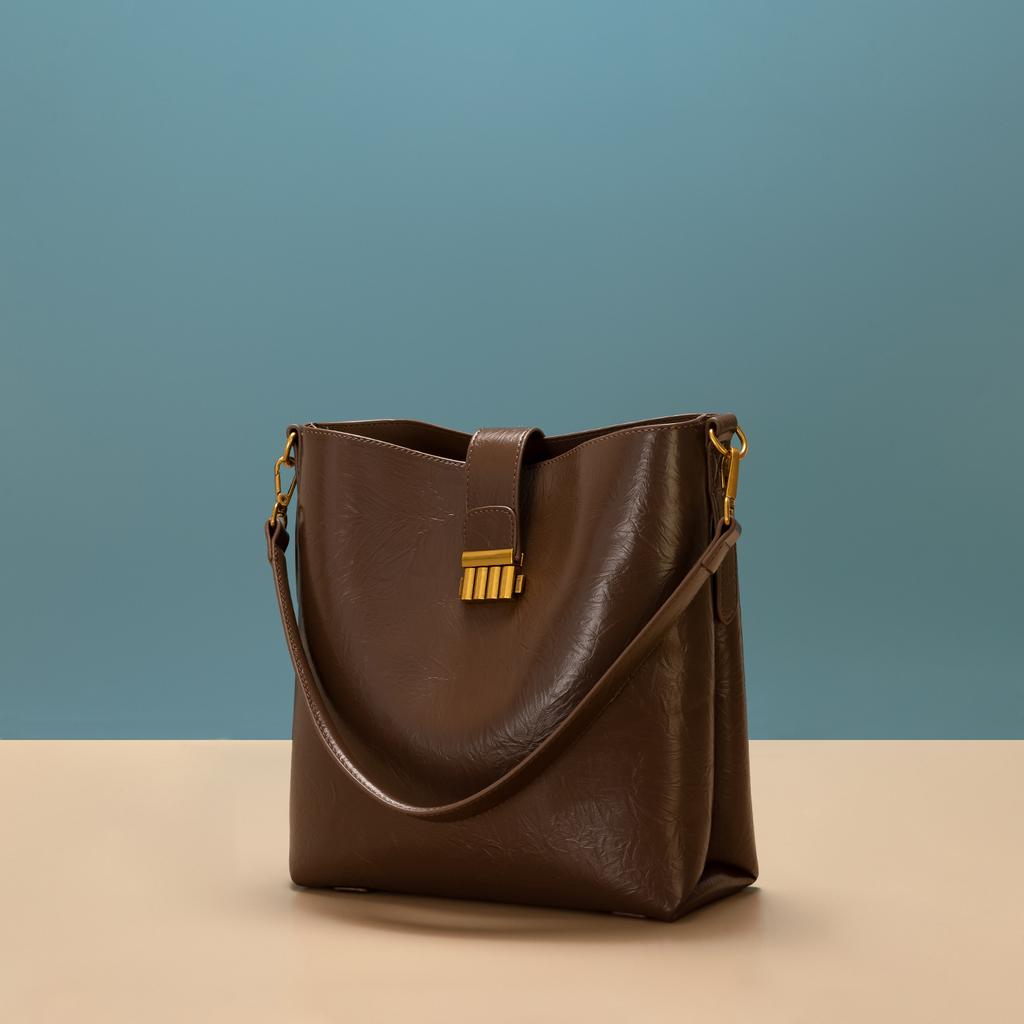 2024 New High-End Bucket Bag, Vintage Soft Leather Mother-and-Child Bag, Large Capacity Versatile Commuting Shoulder and Crossbody Bag for Women