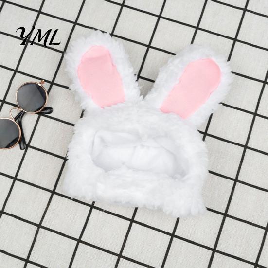 Fleece Animal Ear Cap Bunny Ears Cat Hat, Cute Pet Soft Plush Hat Comfortable Photo Prop with Rabbit for Cats Small Dogs Party Costume Fun Photos