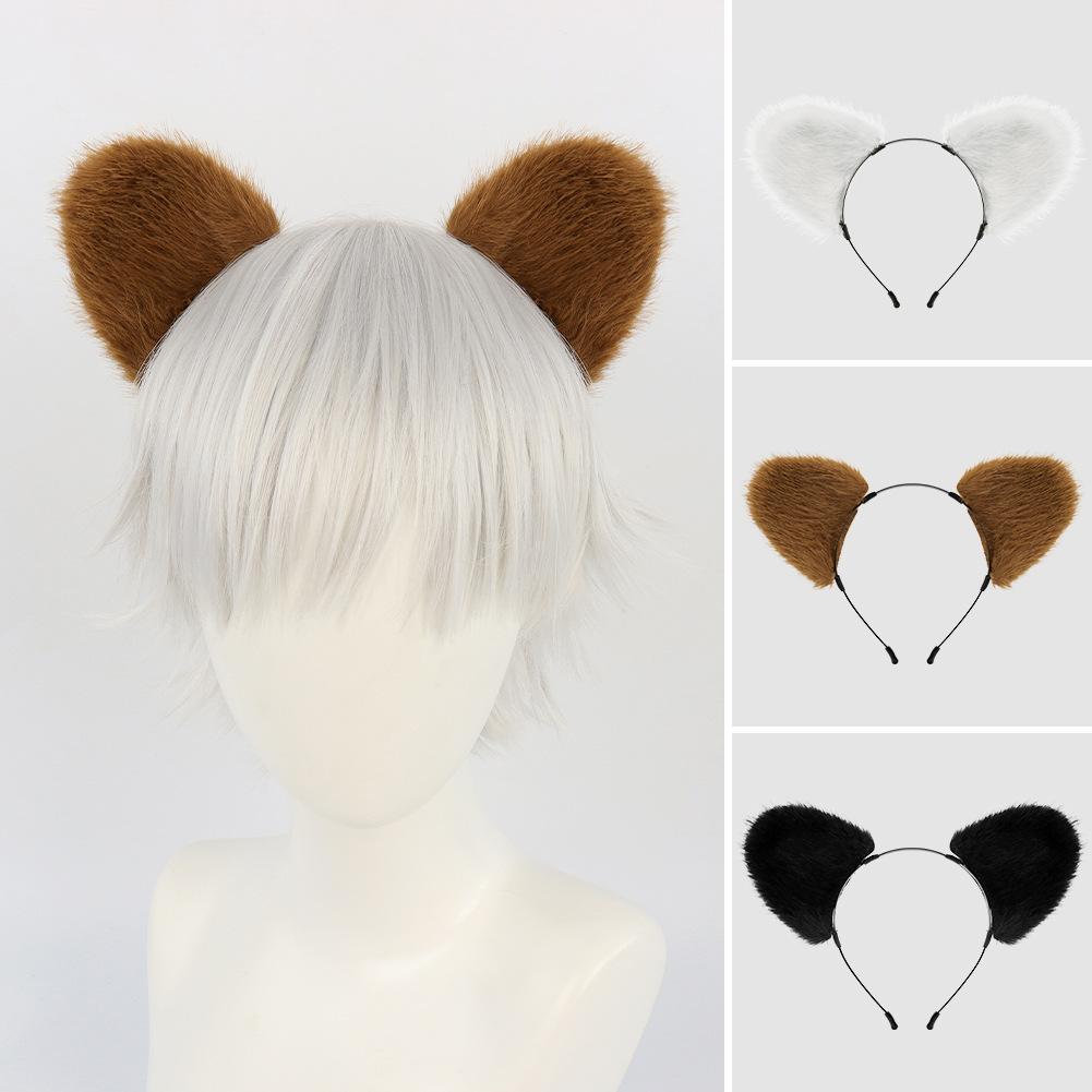 Original bear ear headband, realistic animal ear design cos Multicolored panda ear plush hair accessories
