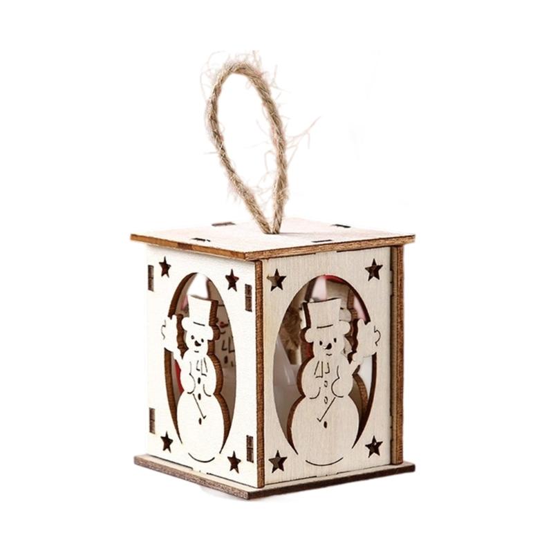 Christmas Wooden House Decoration With Warm LED Light Illuminated Cottage Ornament For Seasonal Display