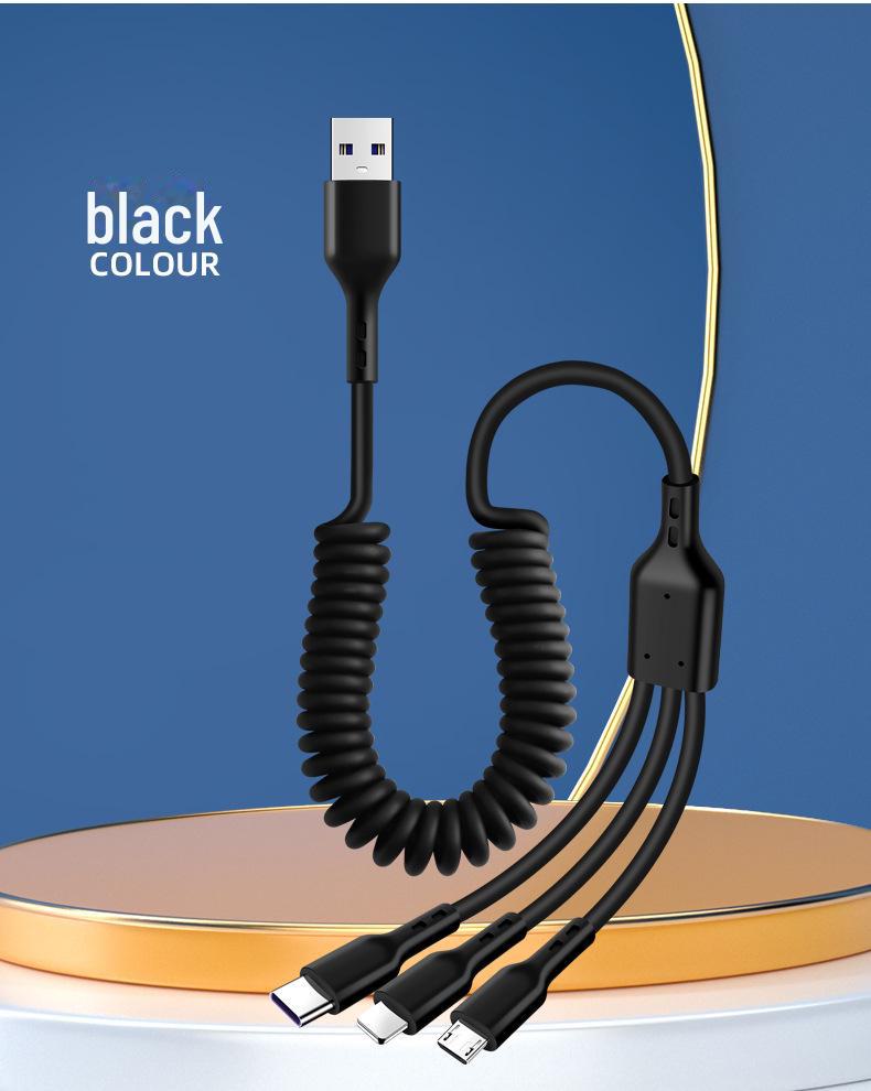 6А сверхбыстрая зарядка выдвижной автомобильный кабель 3-в-1