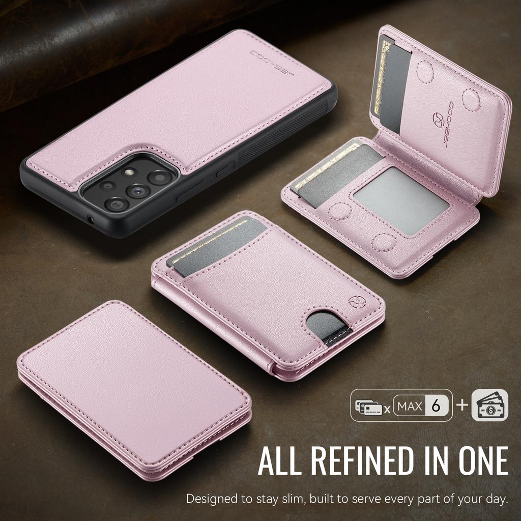 For Samsung Galaxy A53 5G Magnetic Case JEEHOOD J10 Leather Back Phone Cover with Detachable Card Holder Kickstand