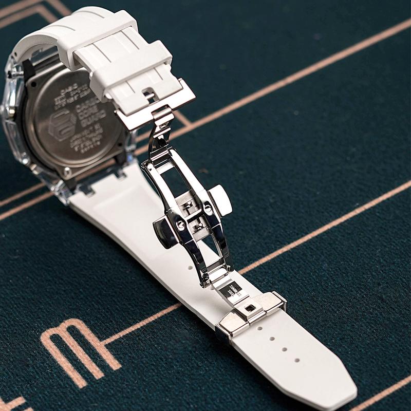 Casio Часы из Коллекции Custom с Кварцевым Механизмом, Ремешок из Фторэластомера, Унисекс, Черный Циферблат GA-2100-1A(Watch8--)