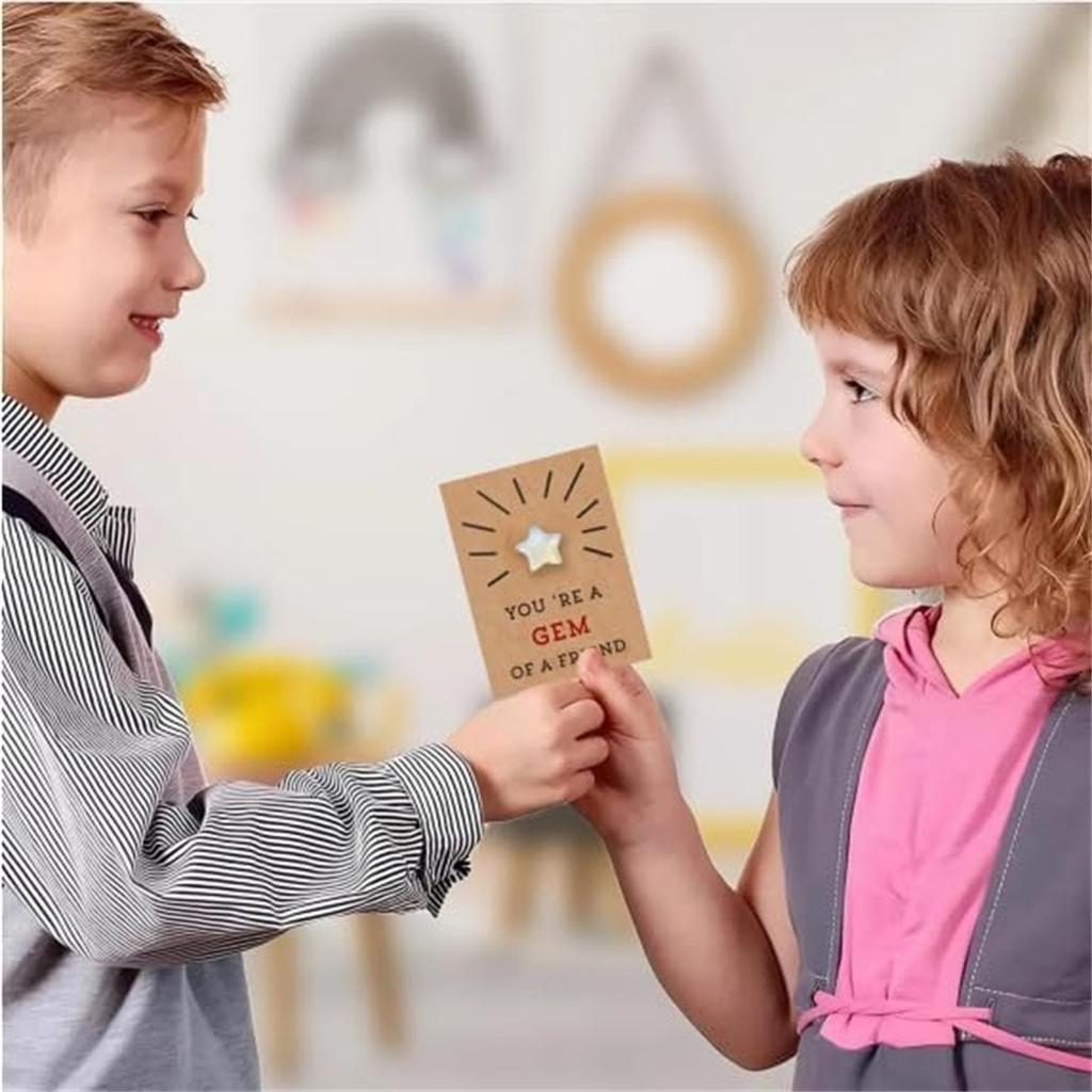 Valentines Day Gifts For Kids - 24 Pack Valentines Cards With Star-Shape Plastic Heart-shaped Material Valentine