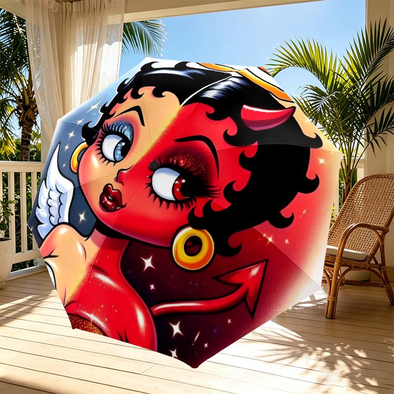 Sexy Doll Print Automatic Open Close Umbrella, Portable Foldable Umbrella, for Outdoor Commute Camping Trip, Ideal Birthday Gift
