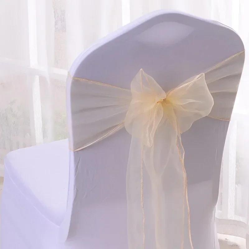 25Pcs Chairs Sashes for Wedding Chair Covers Chair Bow Sashes Chairs Ribbons for Party Ceremony Wedding Chair Decoration