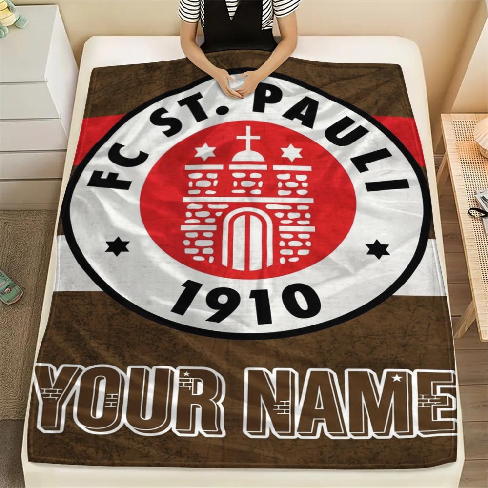 1PC Custom Name St.Pauli Patterned Flannel Blanket Suitable For All Seasons for Home Decor Warmth and Comfort Gifts Holiday Present
