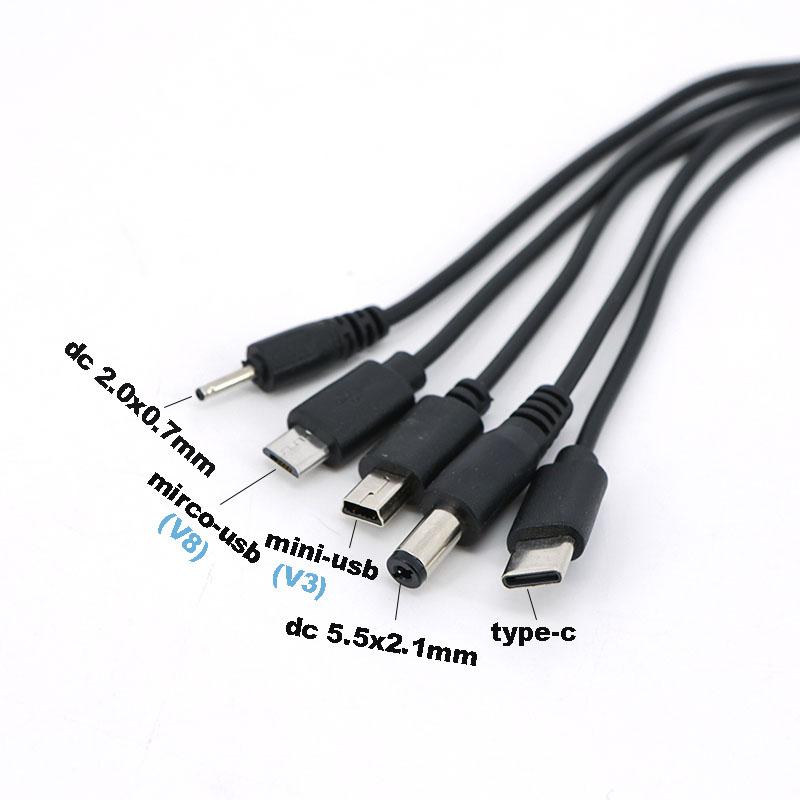 1 USB папа на 5-сторонний 10-сторонний тип C DC 5.5x2.1мм 2.0x0.7мм папа 5P V3 V8 mirco usb папа кабель для зарядки с пружиной 10 в 1 зарядное устройство