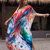 YYFS Женская мода отпуск лето весна абстрактный узор принт рукава 1/2 с v-образным вырезом повседневные платья