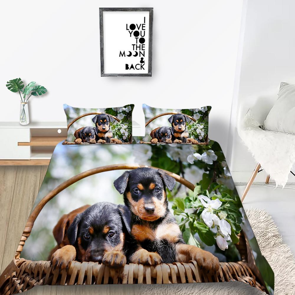 Новая мода Цветок Пододеяльник Комплект домашних животных Постельное белье Собаки Наволочка Дизайн Домашний текстиль Мультфильм Мужчина Женщина Одноместный Чехол на кровать King Size