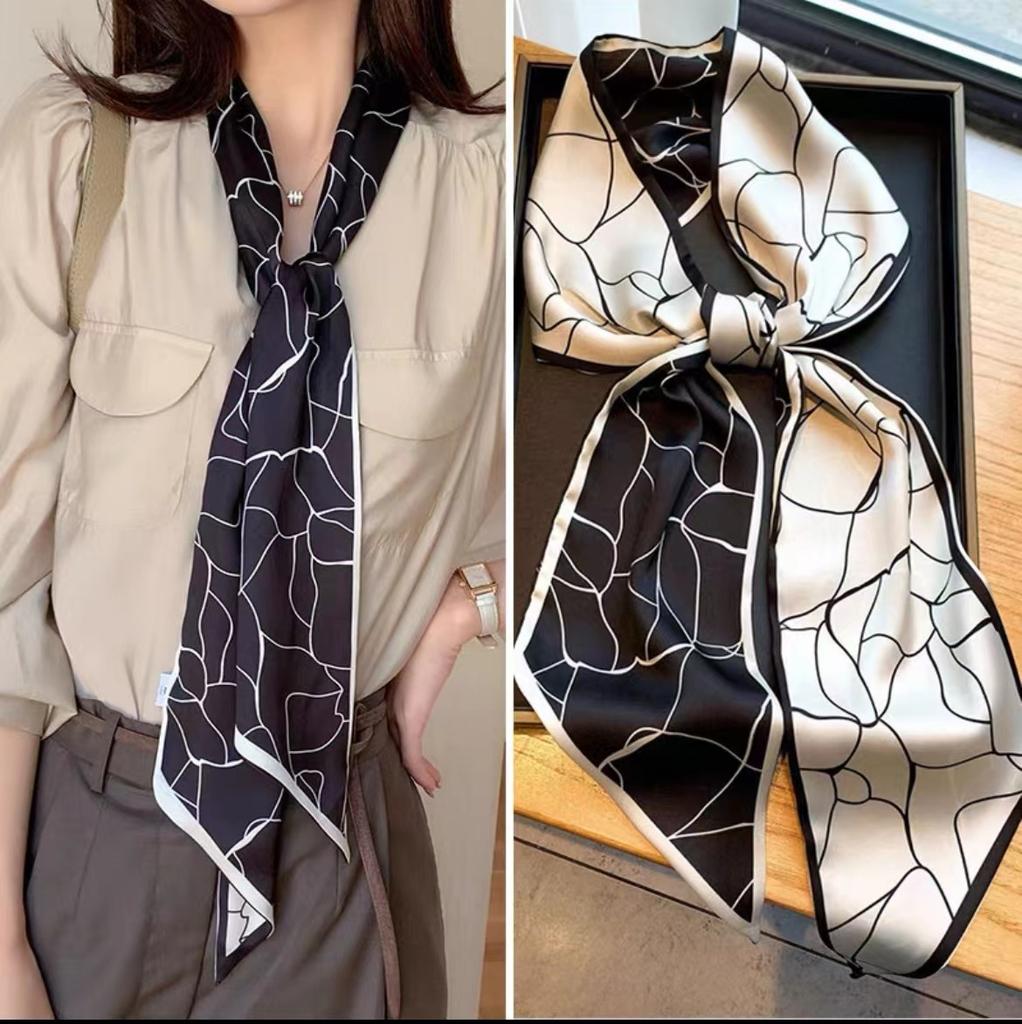 Длинный шейный платок, узкие ленты для волос, шарф, женские модные повязки на голову, шейные платки, напечатанная повязка на голову, симпатичные женские шарфы-сумки 14x145 см