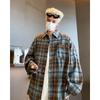 JUMPNEXT Модная клетчатая рубашка унисекс с начесом Весенняя винтажная рубашка в американском стиле Свободная рубашка с длинным рукавом Куртка для пары