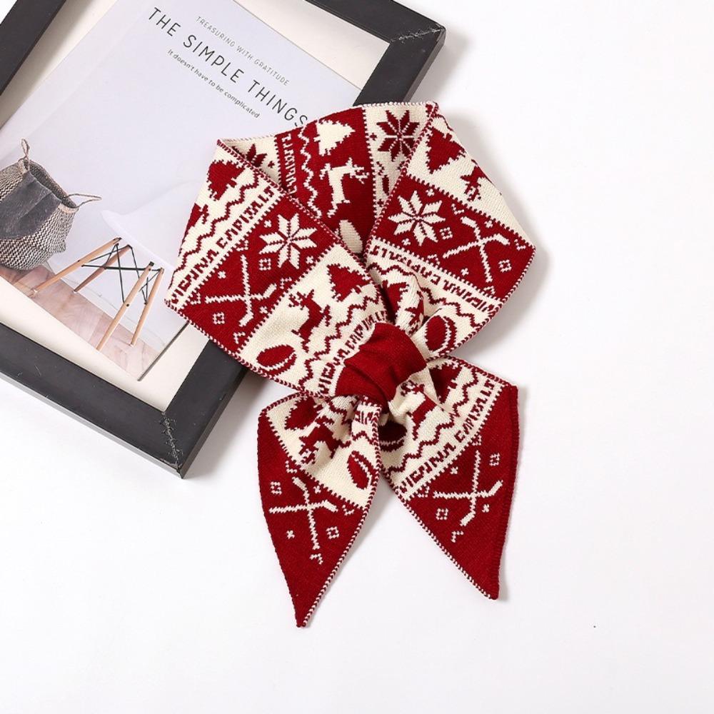 Jacquard Winter Knitted Scarves Deer Woolen Neckerchiefs Cute Women Scarf New Year Gift