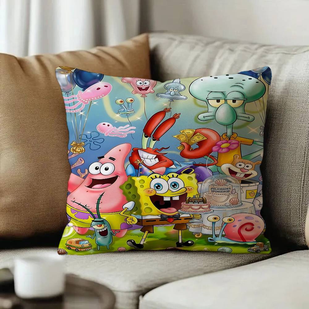 Cartoon Cute SSpongeBob Pillow Cushion Cover Pillowcase Living Room Sofa Home Decor Customized