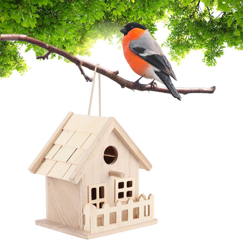 Wooden Bird House Nests Outdoor Hanging Birds Parrots Resting Breeding Box Decoration