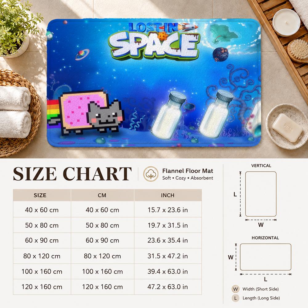 Animation N-nyan cat lost in space Floor Mat Non-Slip Absorbent Floor Mat Decorative Rug for Home Bathroom Bedroom Entryway