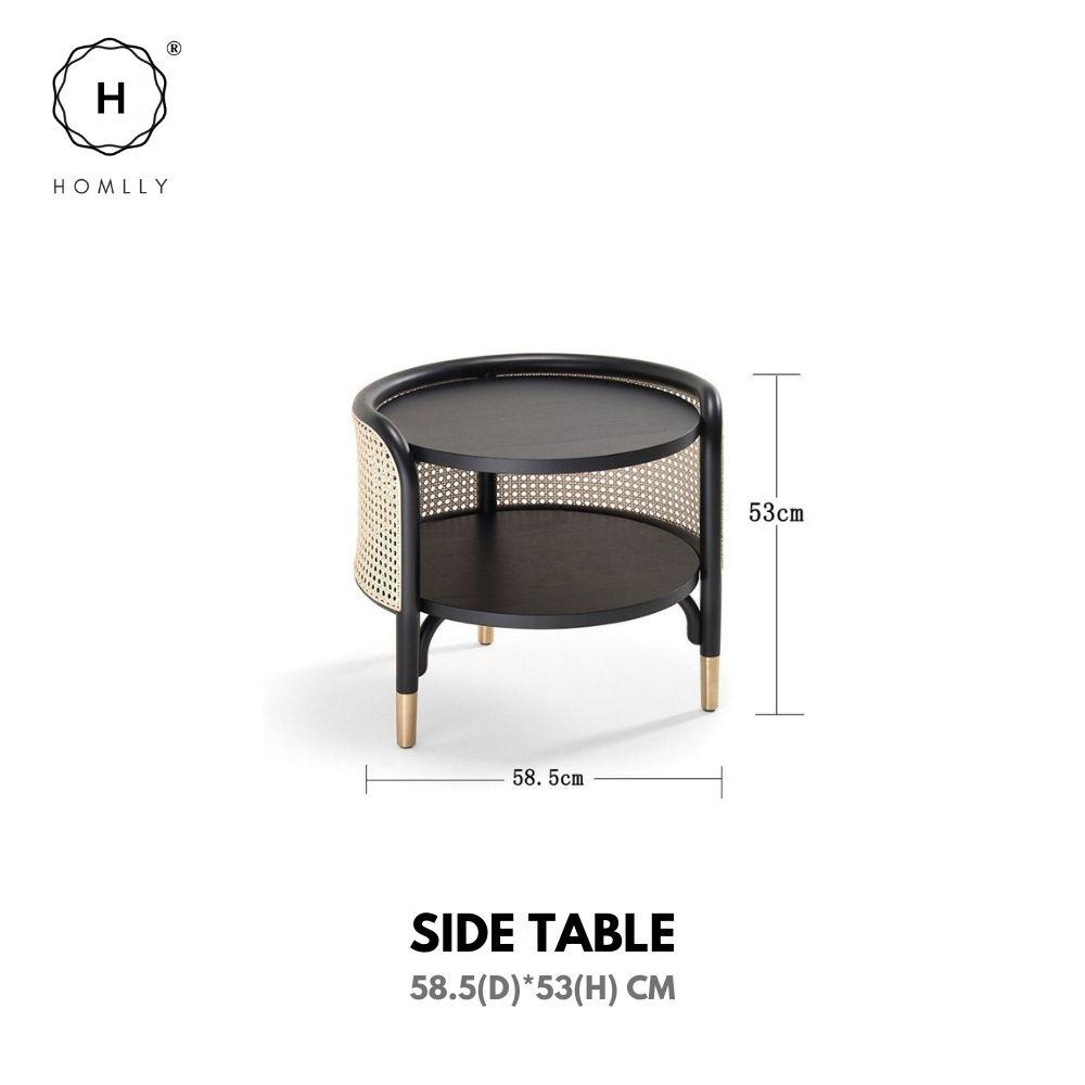 Homlly Natural Rattan Black Solid Wood Display Furniture Sets