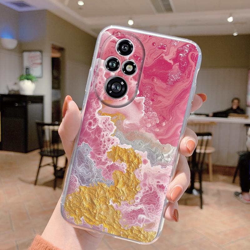 For Honor 200 Pro Phone Case Fashion Flower Transparent Back Cover For Honor 200Pro Soft TPU Silicone Anti Drop Bumper Fundas
